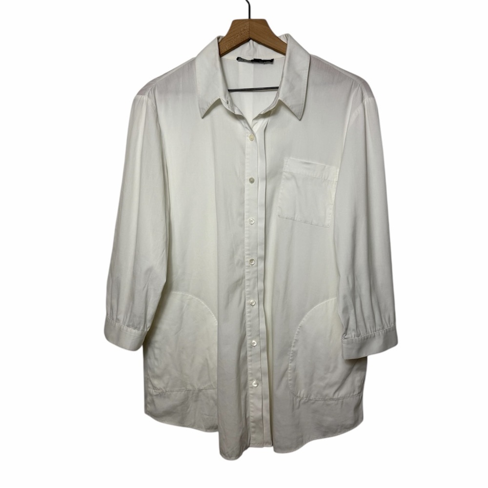 LAFAYETTE 148 NEW YORK SLEEVE BUTTON-DOWN WOMEN SHIRT SIZE 4 PRE-OWNED